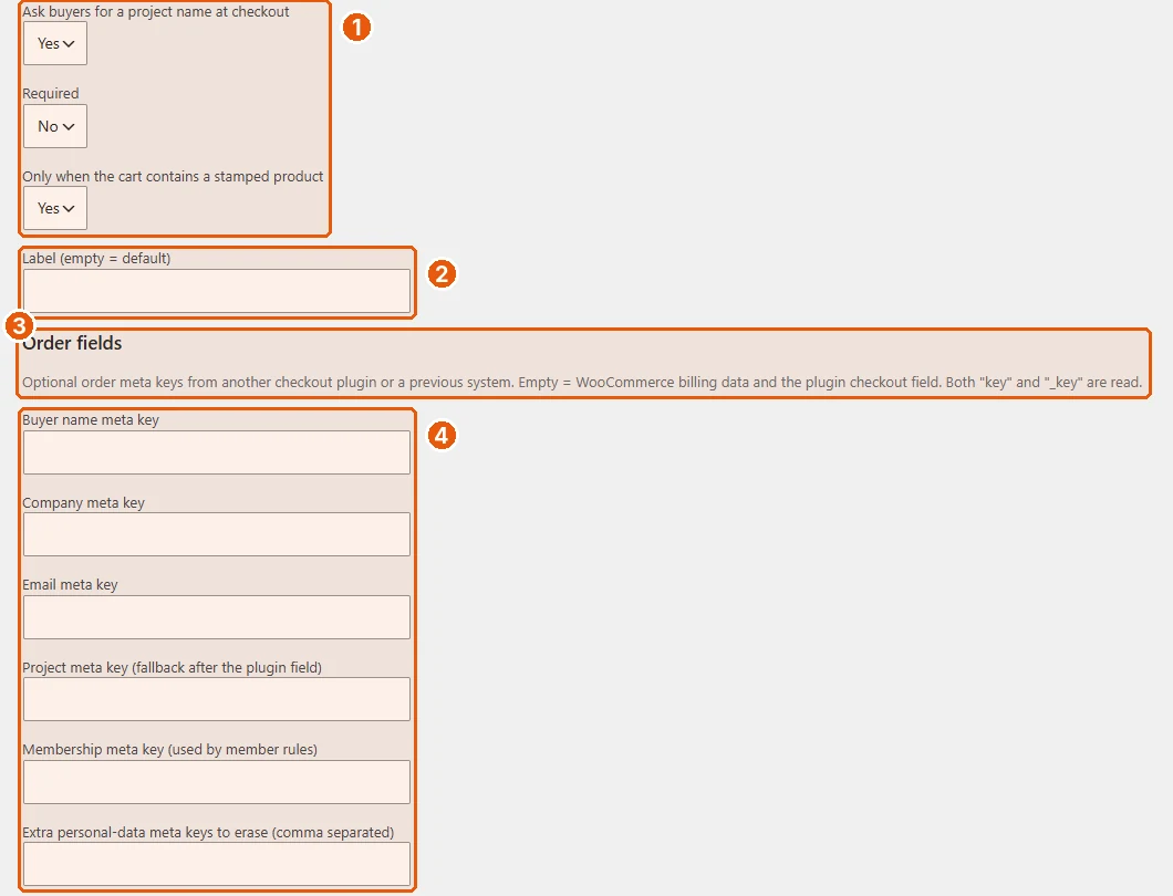 Checkout field and order fields